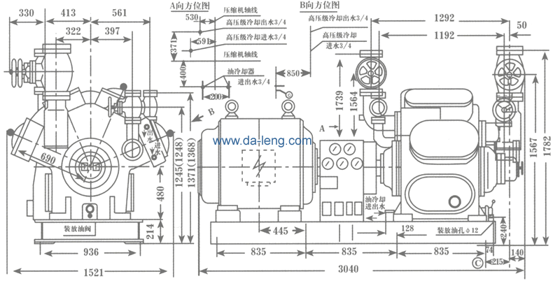 8ASJ17型氨制冷压缩机组外形尺寸
