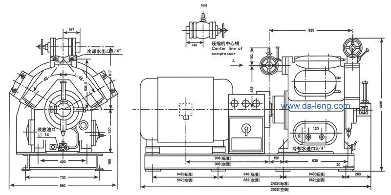 JZ612.5型氨制冷压缩机组外形尺寸