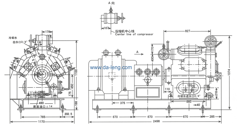 JZ812.5型氨制冷压缩机组外形尺寸