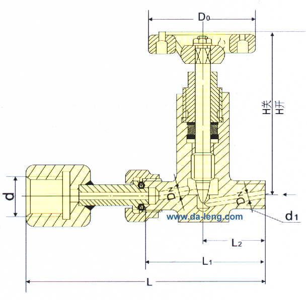 DN4直通式氨压力表阀外形尺寸